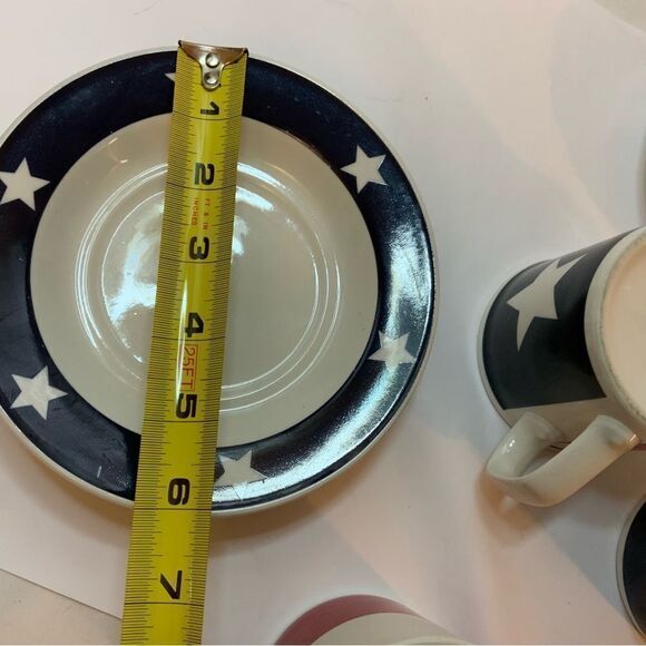 4 Totally Today Texas Flag Lone Star Cups Mugs Saucers White Blue Patriotic A11 - Picture 6 of 7
